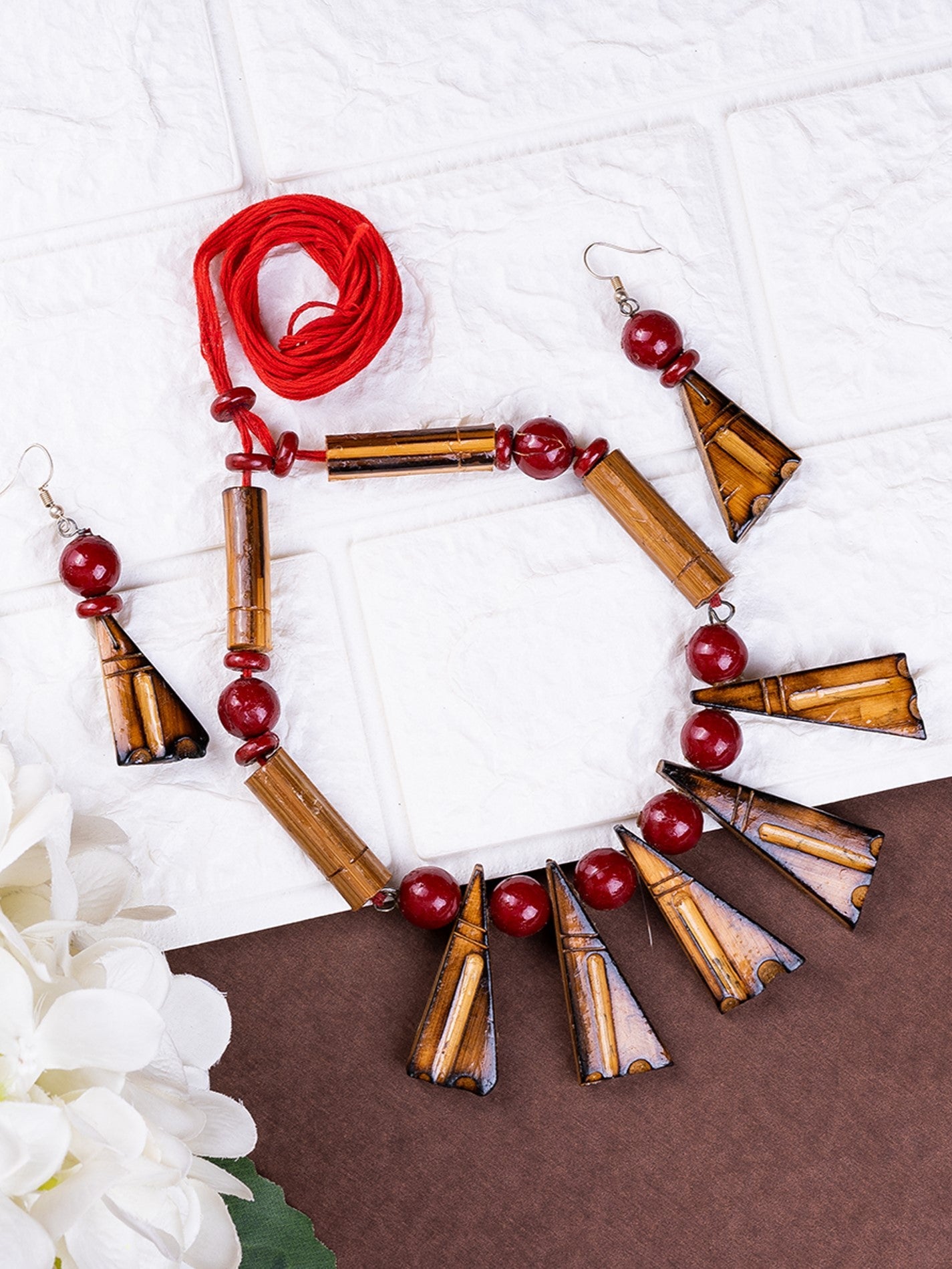 Mayii Handcrafted Bamboo Triangle Necklace: Eco - Friendly Design - Mayii - Mayii