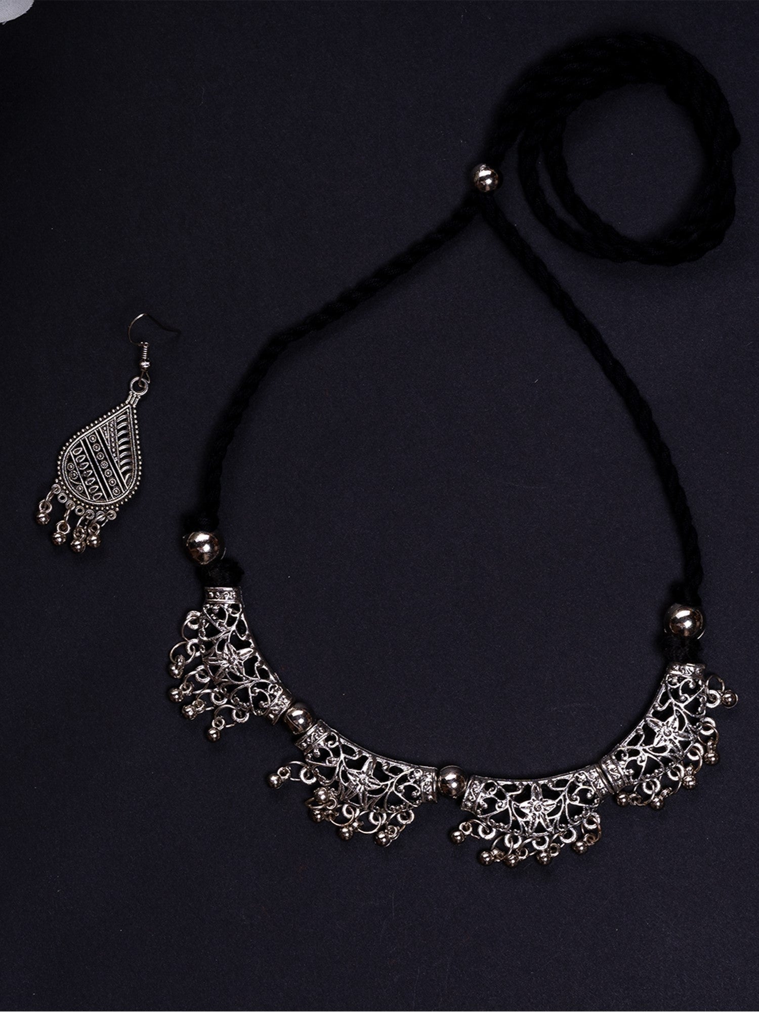 Mayii Handcrafted German Silver Choker with Water Drop Earrings - Mayii - Mayii