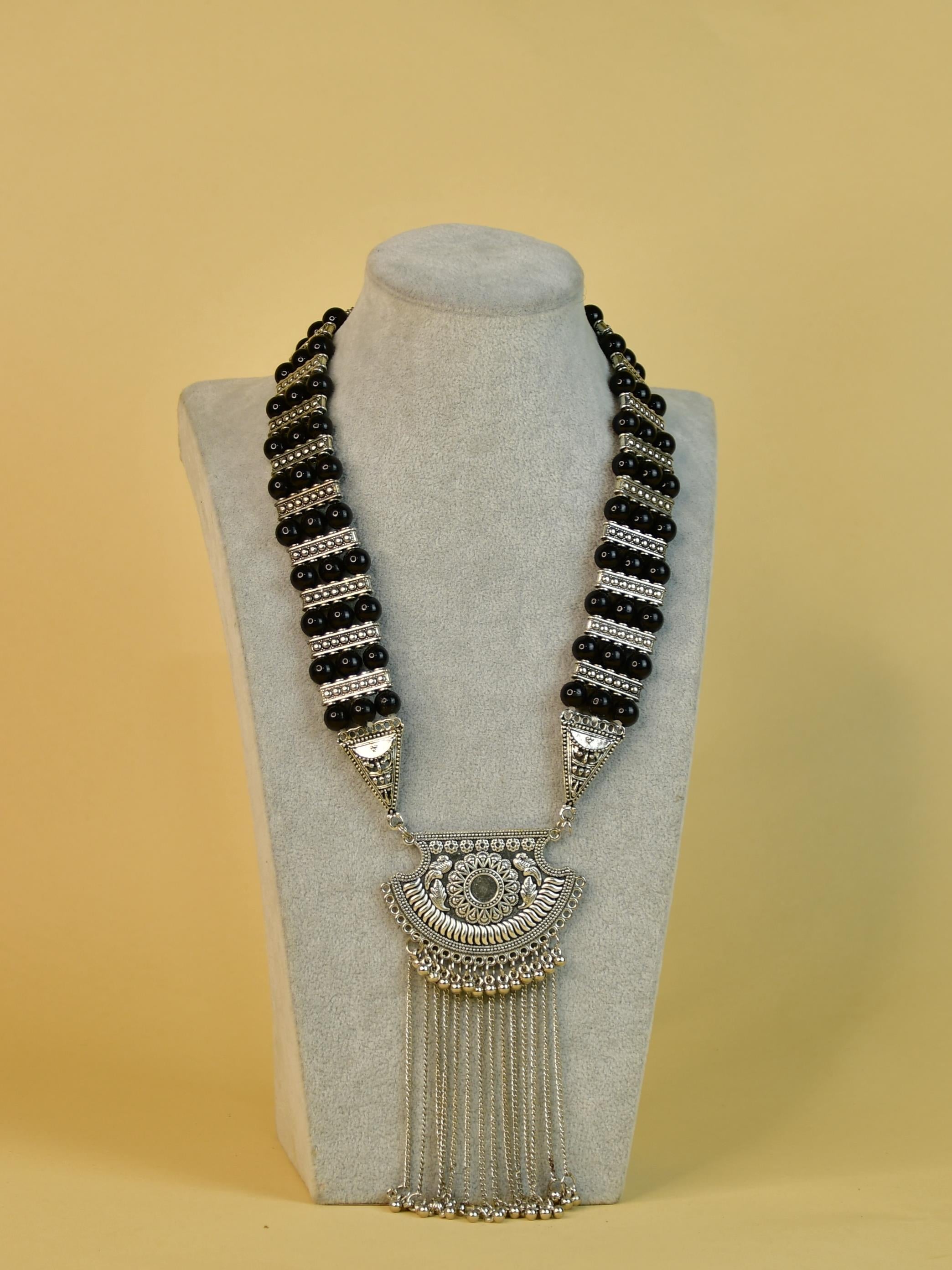 Mayii Handcrafted German Silver Necklace: Chain Drops & Beads - Mayii - Mayii