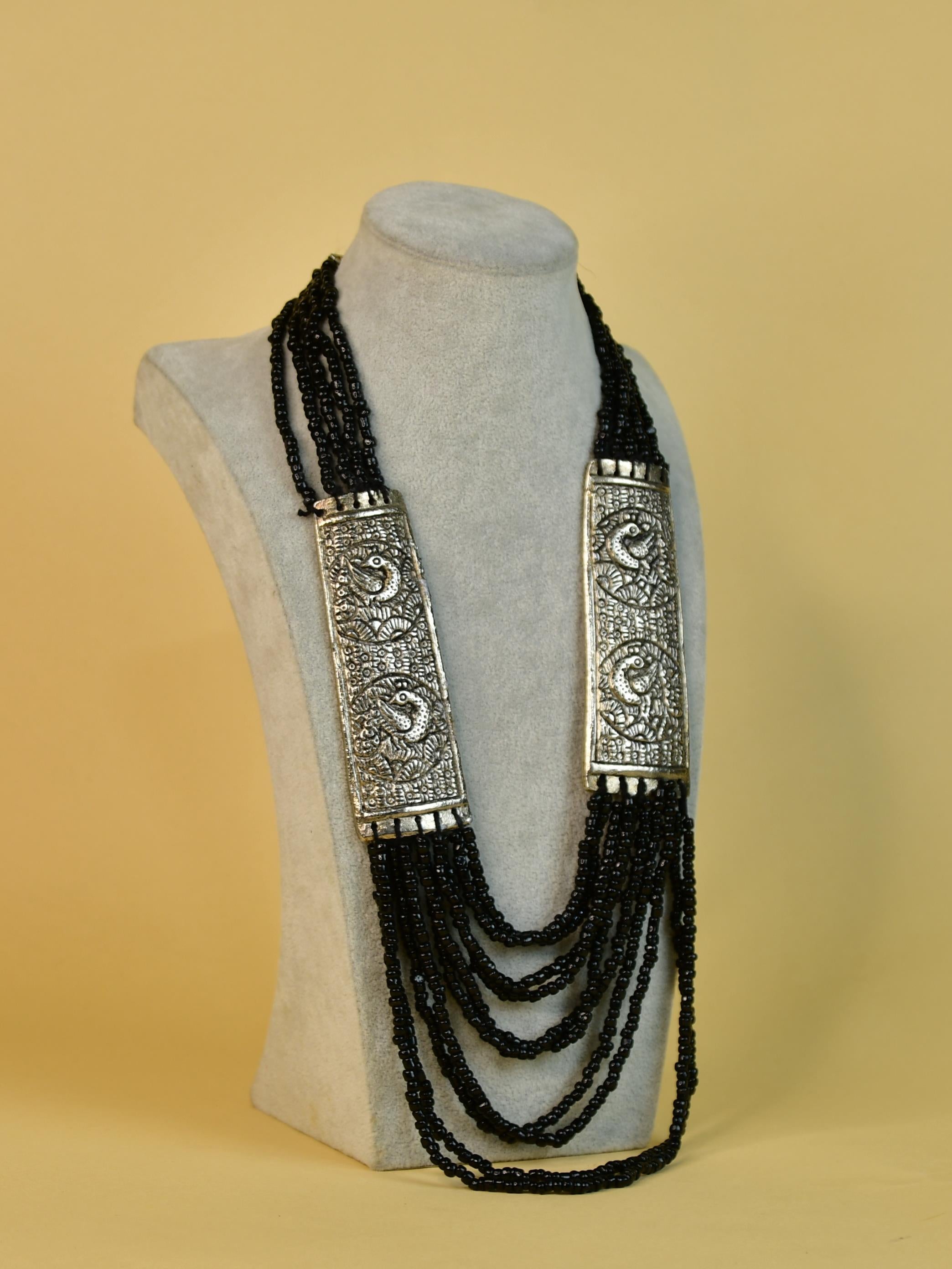 Mayii Handcrafted German Silver Necklace: Peacock Art & Beads - Mayii - Mayii