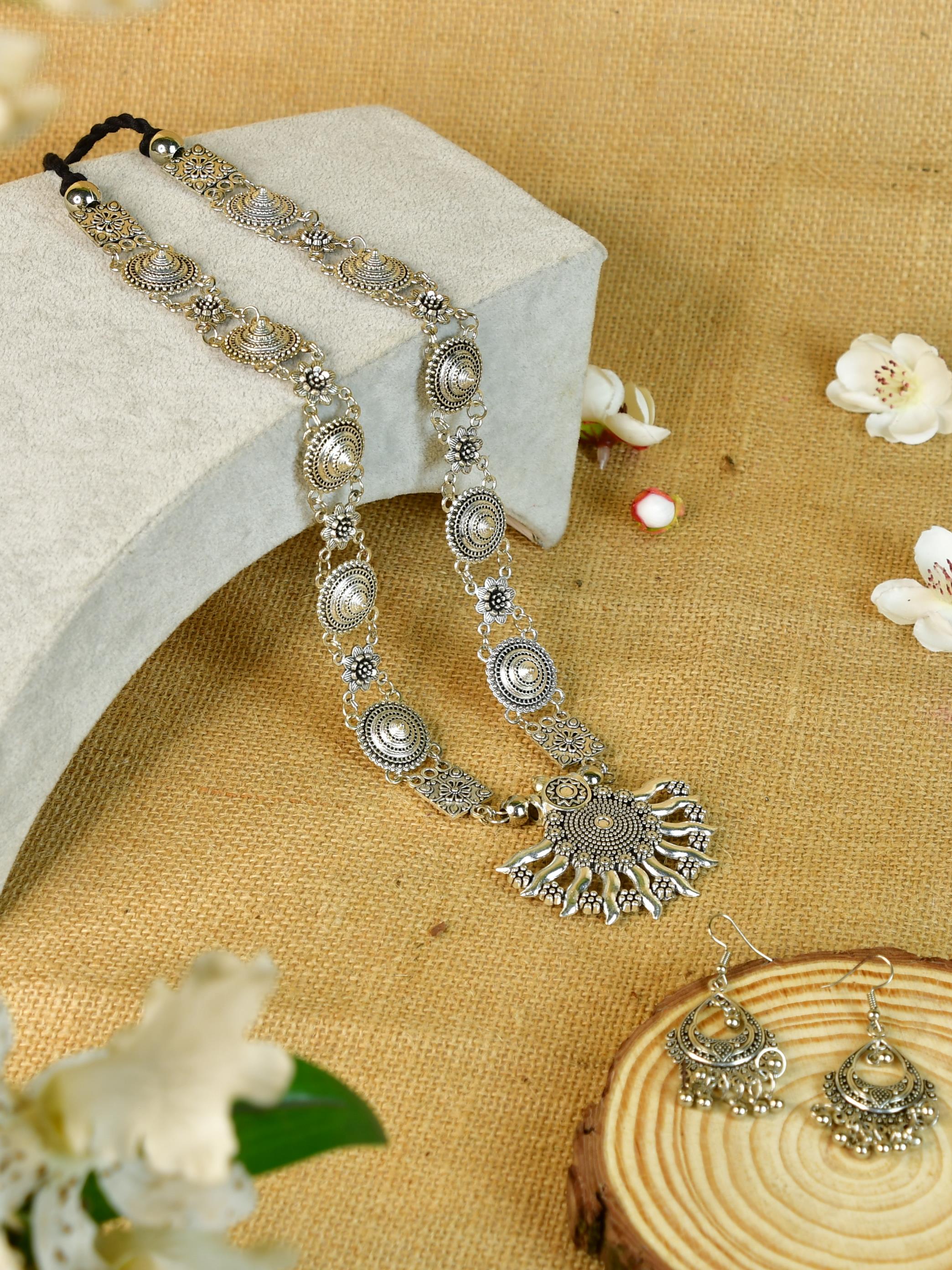 Mayii Handcrafted German Silver Necklace: Sun with Ten Rays - Mayii - Mayii