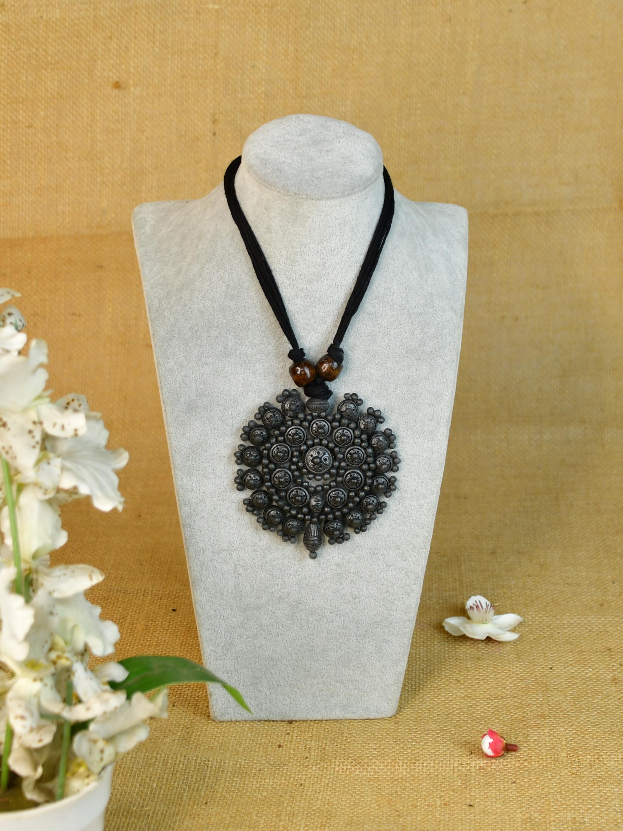 Mayii Handcrafted Terracotta Necklace: Large Flower Pendant - Mayii - Mayii