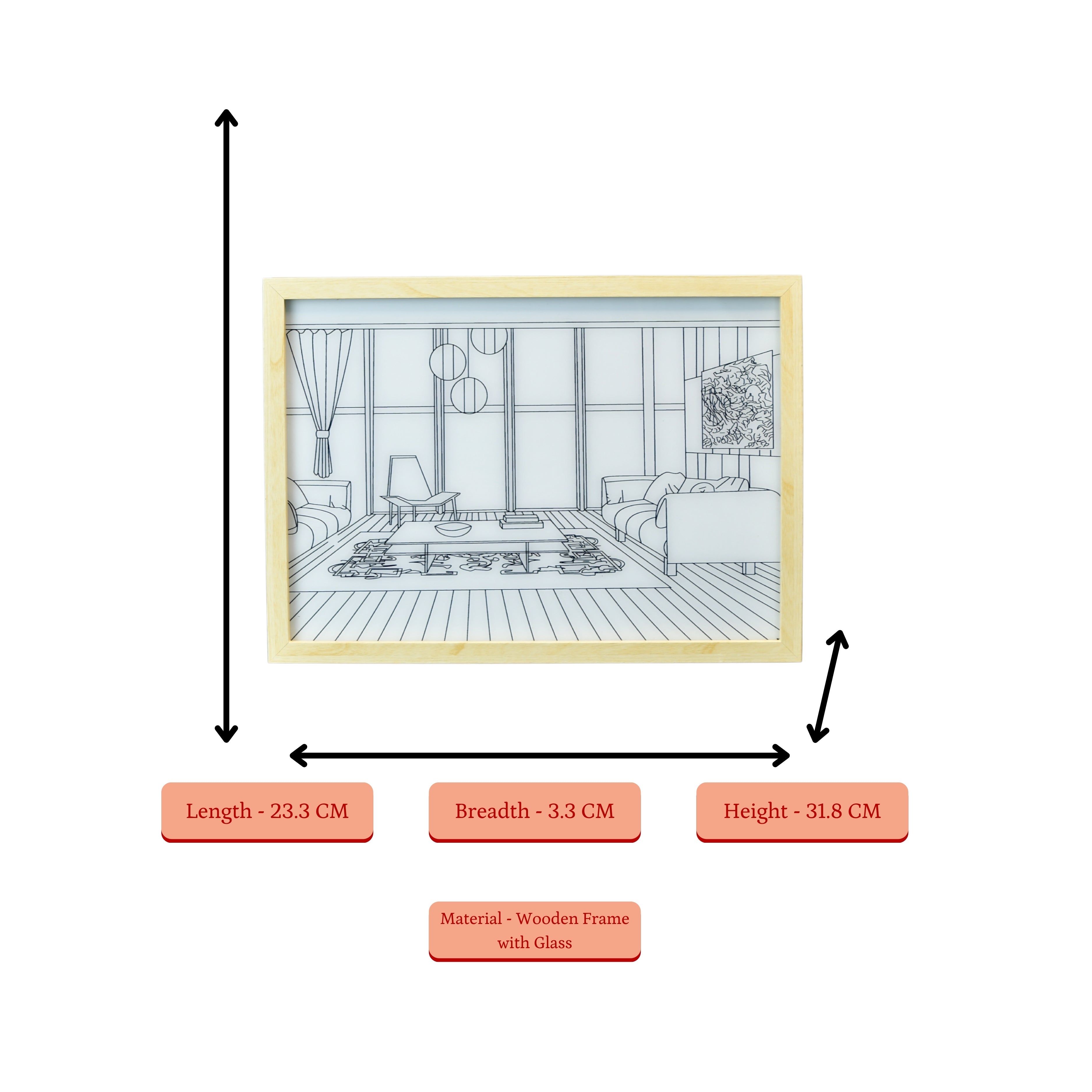 Mayii Illuminated Hall Room Frame – LED Landscape Photo Frame with Sofas, Carpet & Balcony for Chic Home Decor - MAYII - Mayii