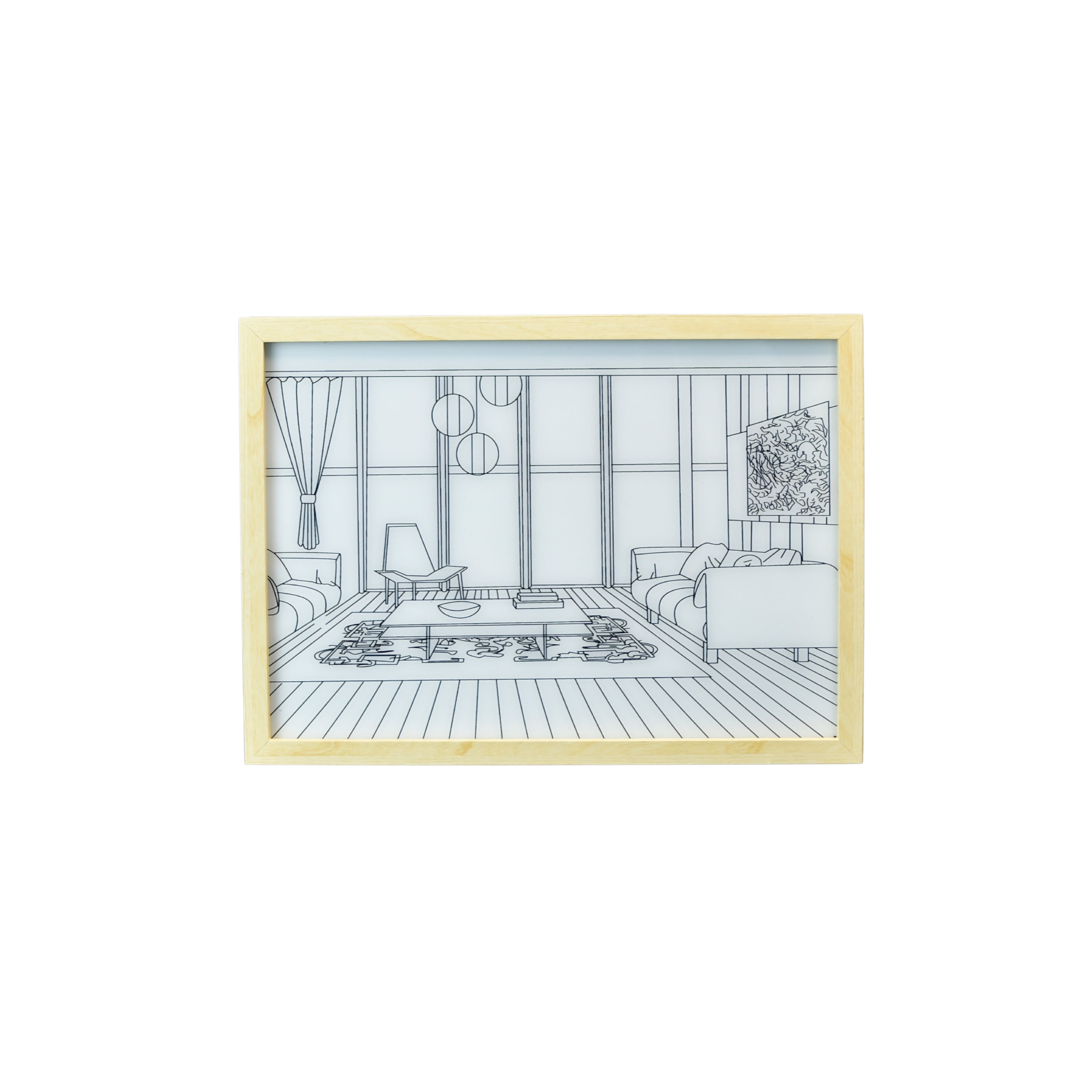 Mayii Illuminated Hall Room Frame – LED Landscape Photo Frame with Sofas, Carpet & Balcony for Chic Home Decor - MAYII - Mayii