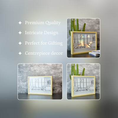 Mayii Illuminated Hall Room Frame – LED Landscape Photo Frame with Sofas, Carpet & Balcony for Chic Home Decor image 3