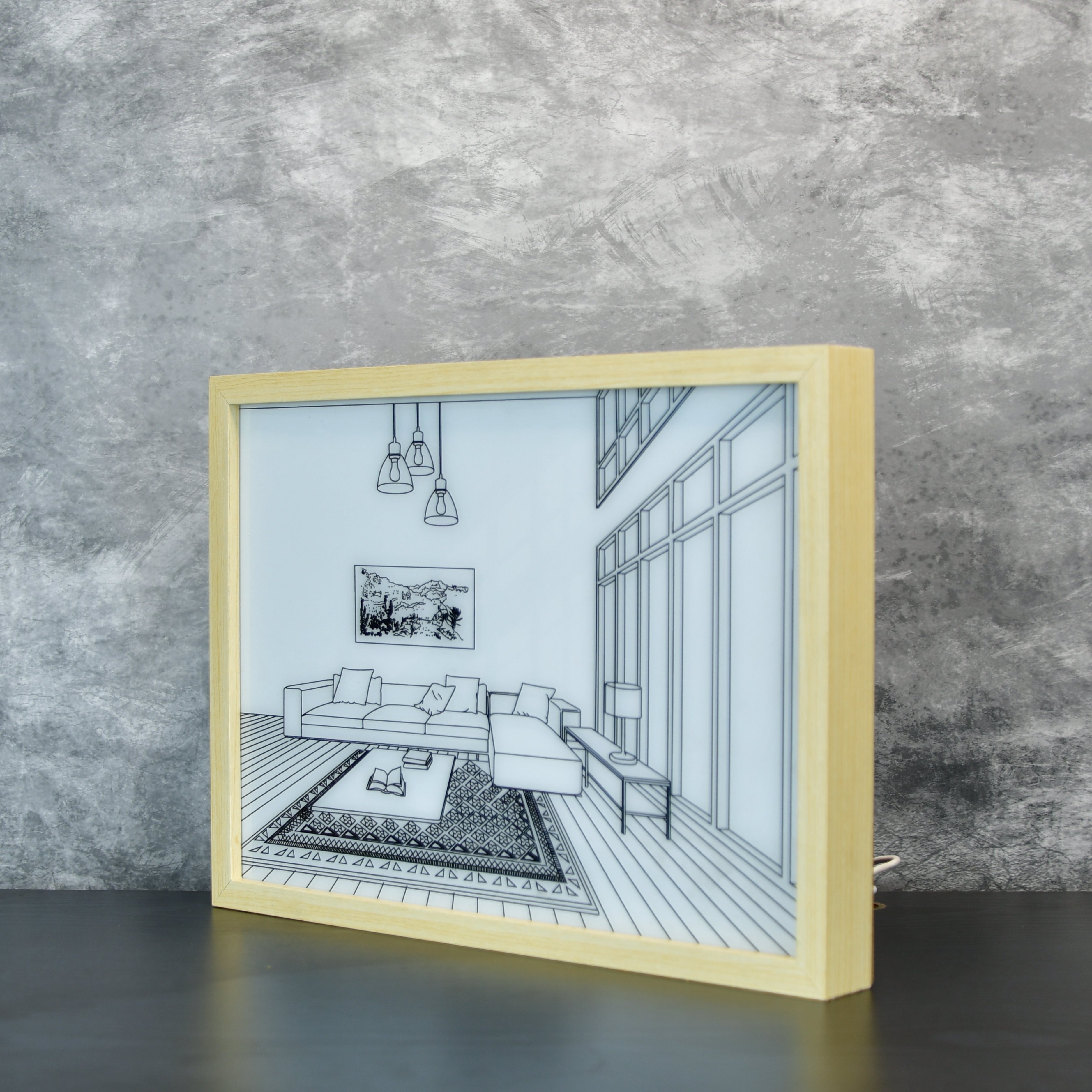Mayii Illuminated Landscape Sofa Frame – LED Decor Photo Frame for Stylish Home Interiors and Gifts - MAYII - Mayii