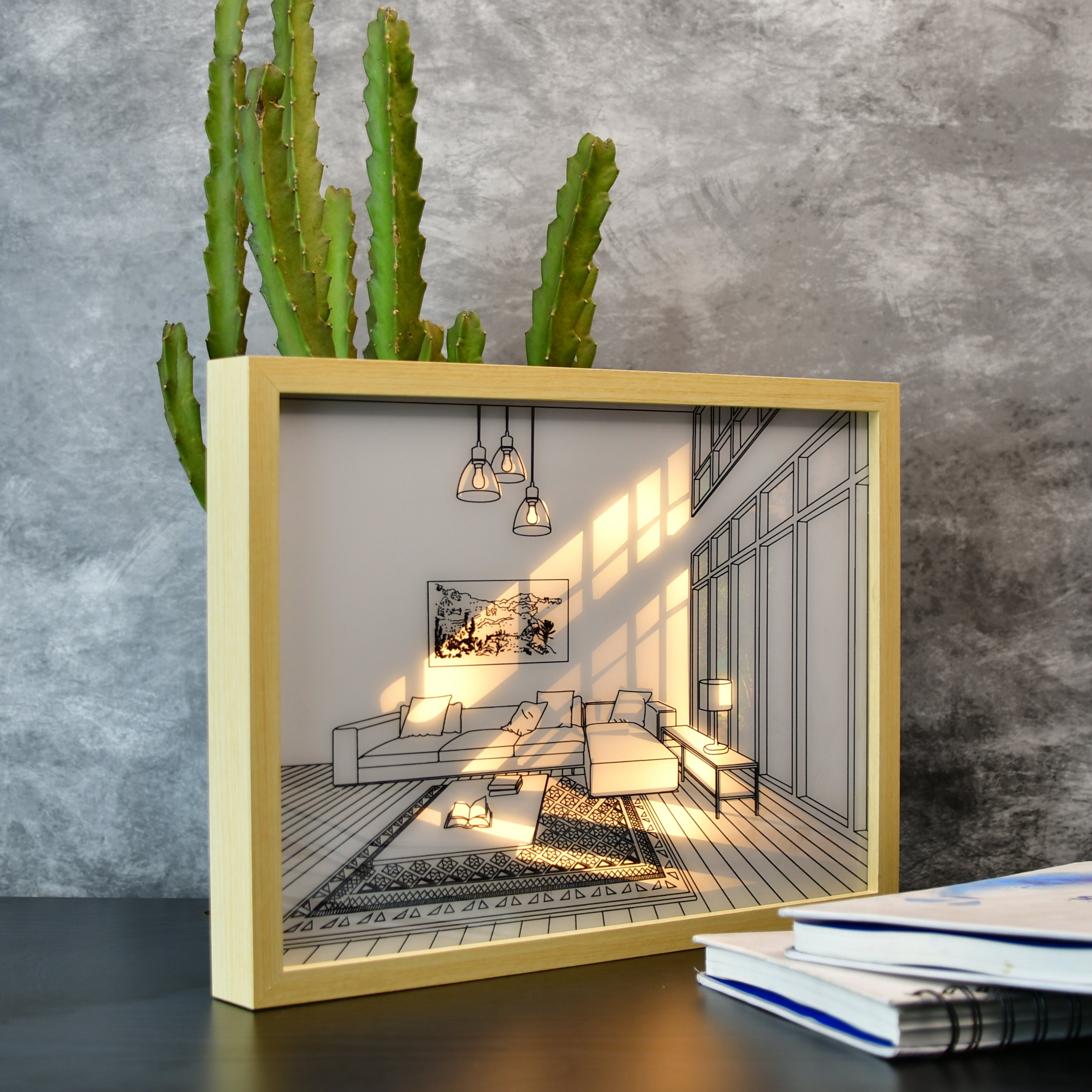 Mayii Illuminated Landscape Sofa Frame – LED Decor Photo Frame for Stylish Home Interiors and Gifts - MAYII - Mayii