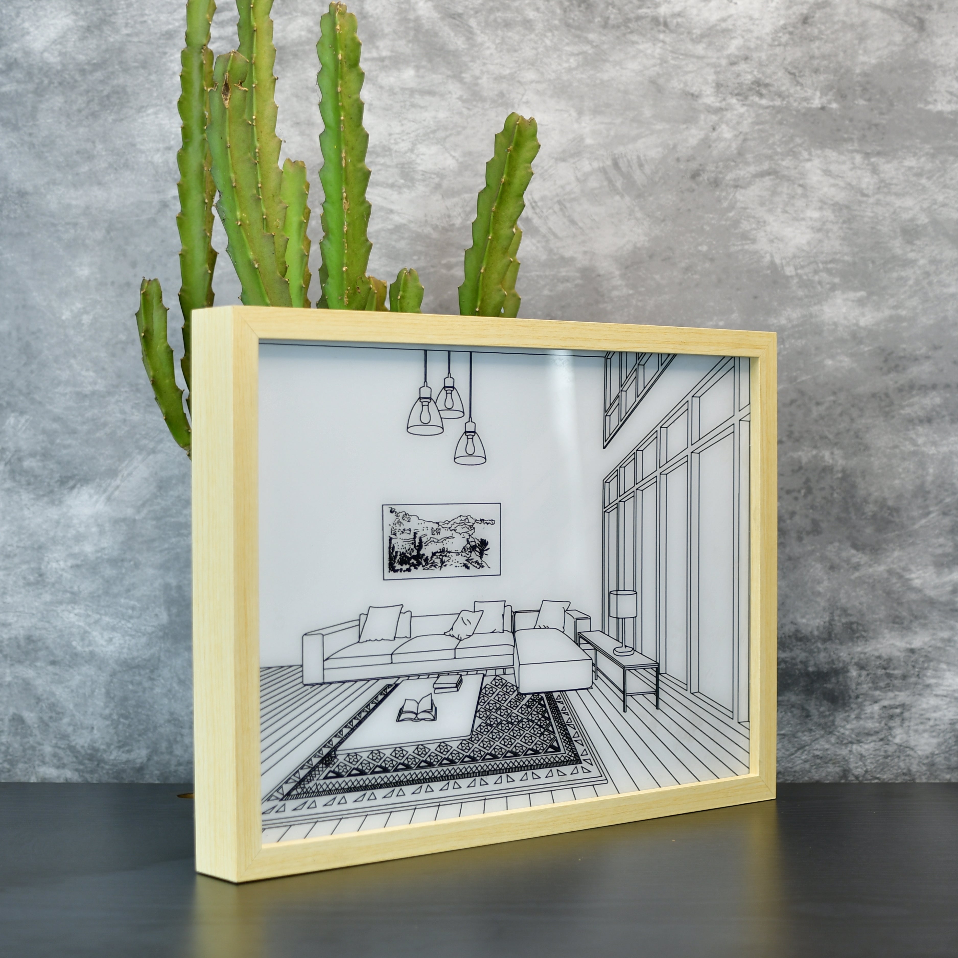 Mayii Illuminated Landscape Sofa Frame – LED Decor Photo Frame for Stylish Home Interiors and Gifts - MAYII - Mayii