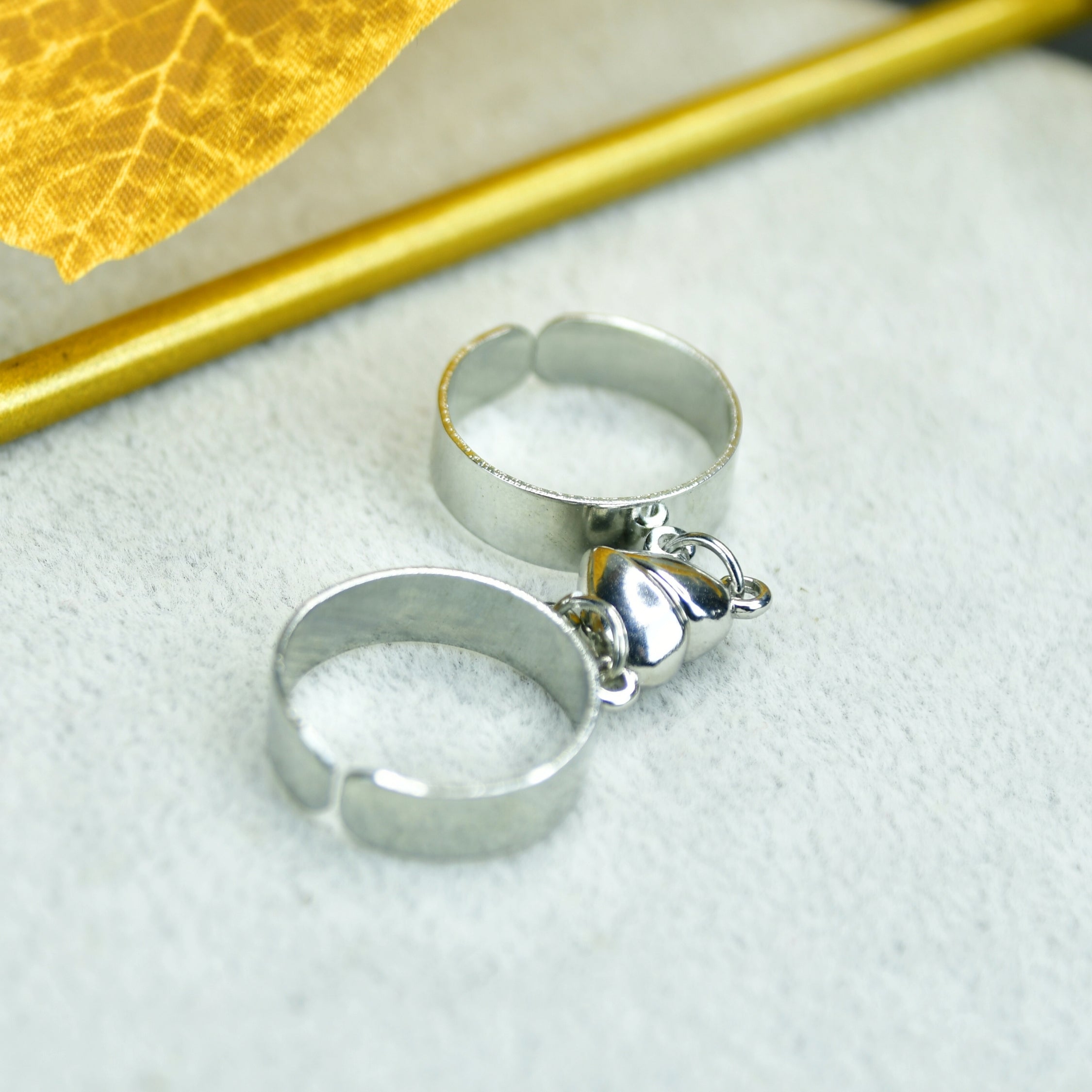 MAYII - Metal Half Heart Magnetic Ring Stainless Steel - One Size - Mayii - Mayii