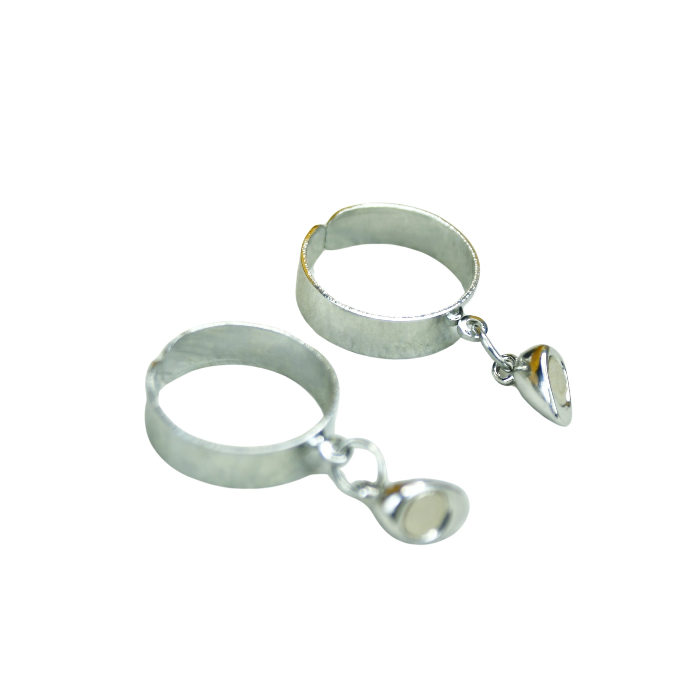 MAYII - Metal Half Heart Magnetic Ring Stainless Steel - One Size - Mayii - Mayii