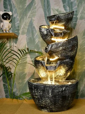 Mayii Multi - Bowl Stone Water Fountain – Cascading Waterfall Feature for Elegant Home Decor & Gifts - MAYII - Mayii