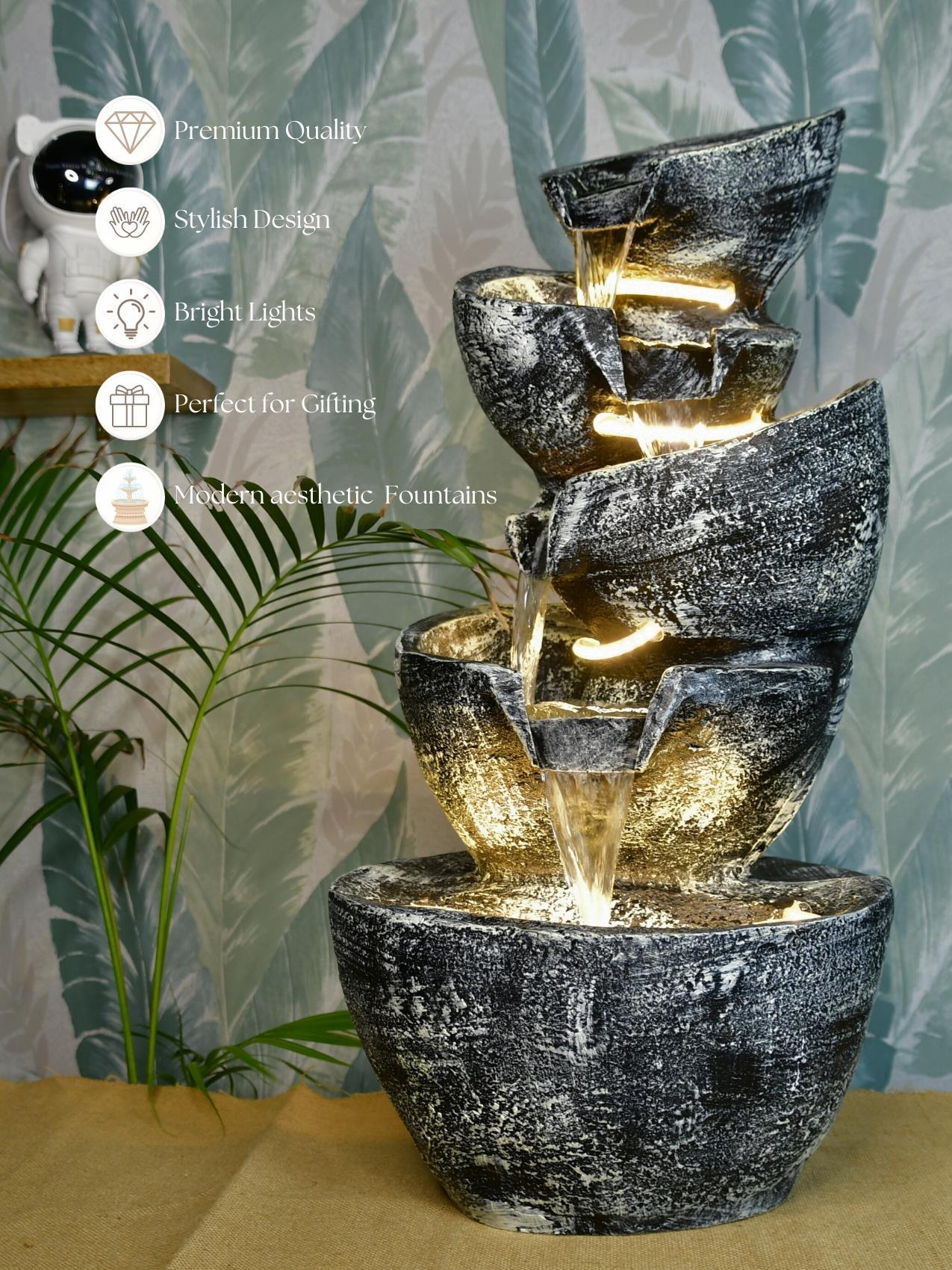 Mayii Multi - Bowl Stone Water Fountain – Cascading Waterfall Feature for Elegant Home Decor & Gifts - MAYII - Mayii