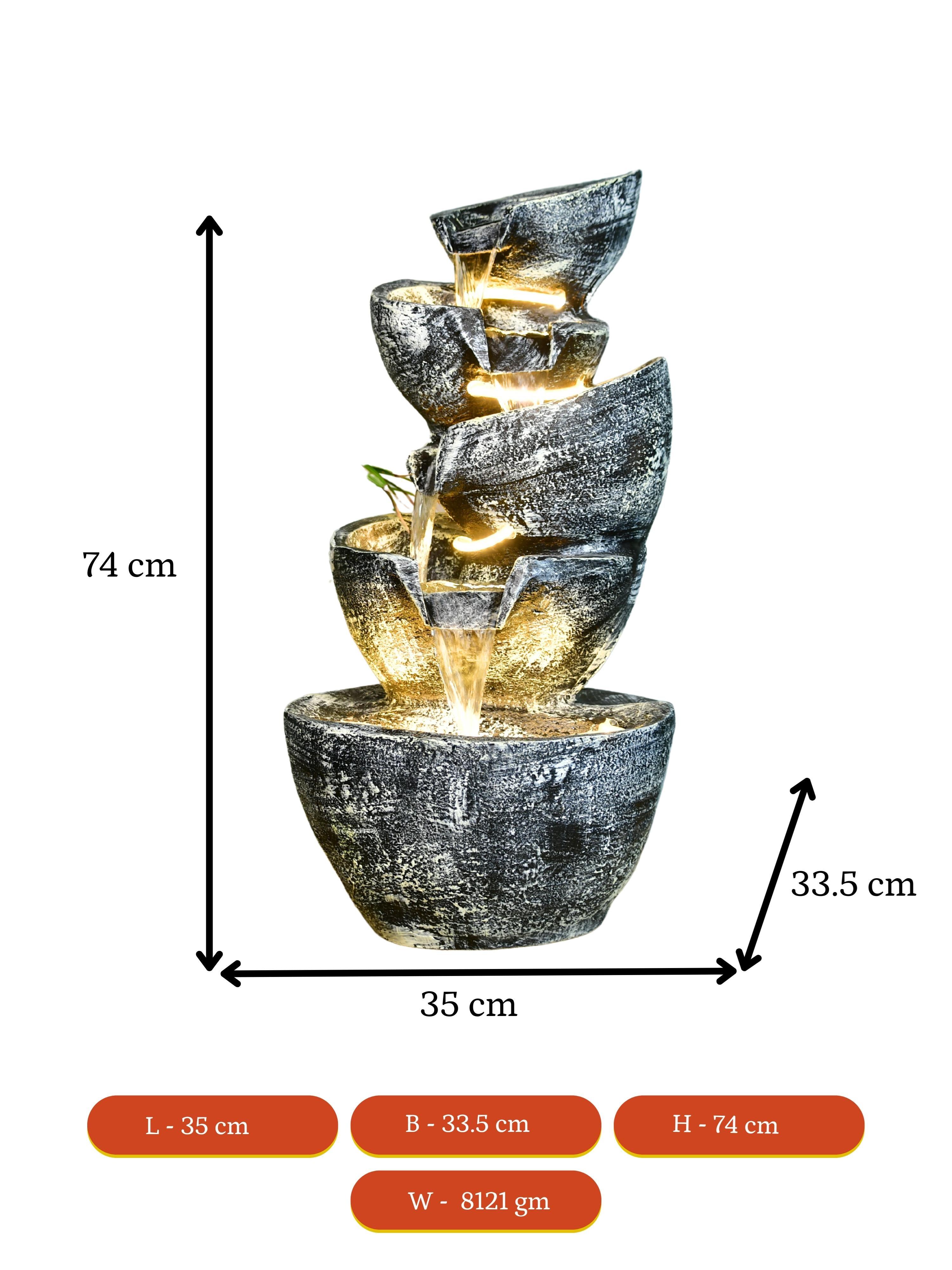 Mayii Multi - Bowl Stone Water Fountain – Cascading Waterfall Feature for Elegant Home Decor & Gifts - MAYII - Mayii