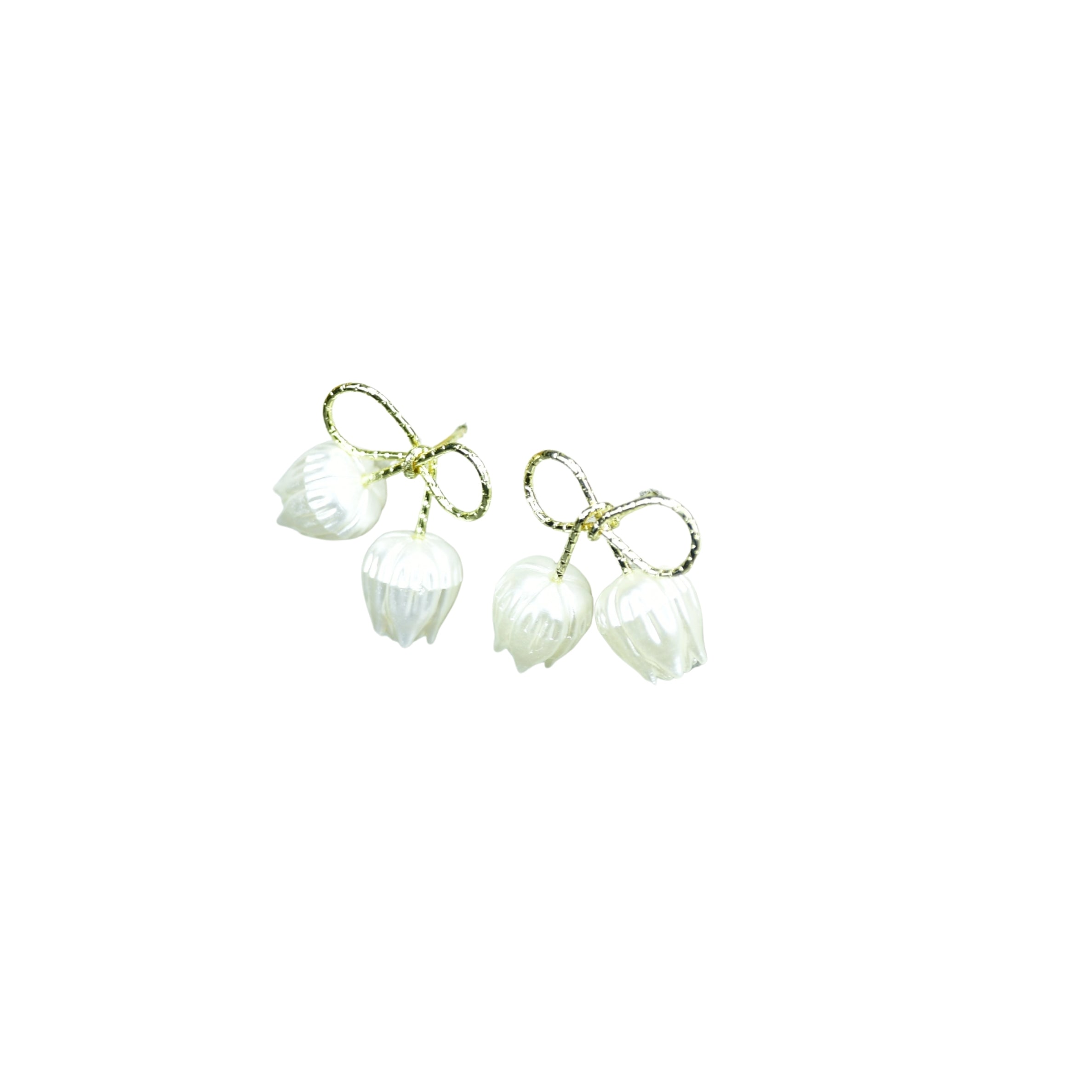 MAYII Ribbon Flower Gold Stainless Steel Earrings - One Size - Mayii - Mayii