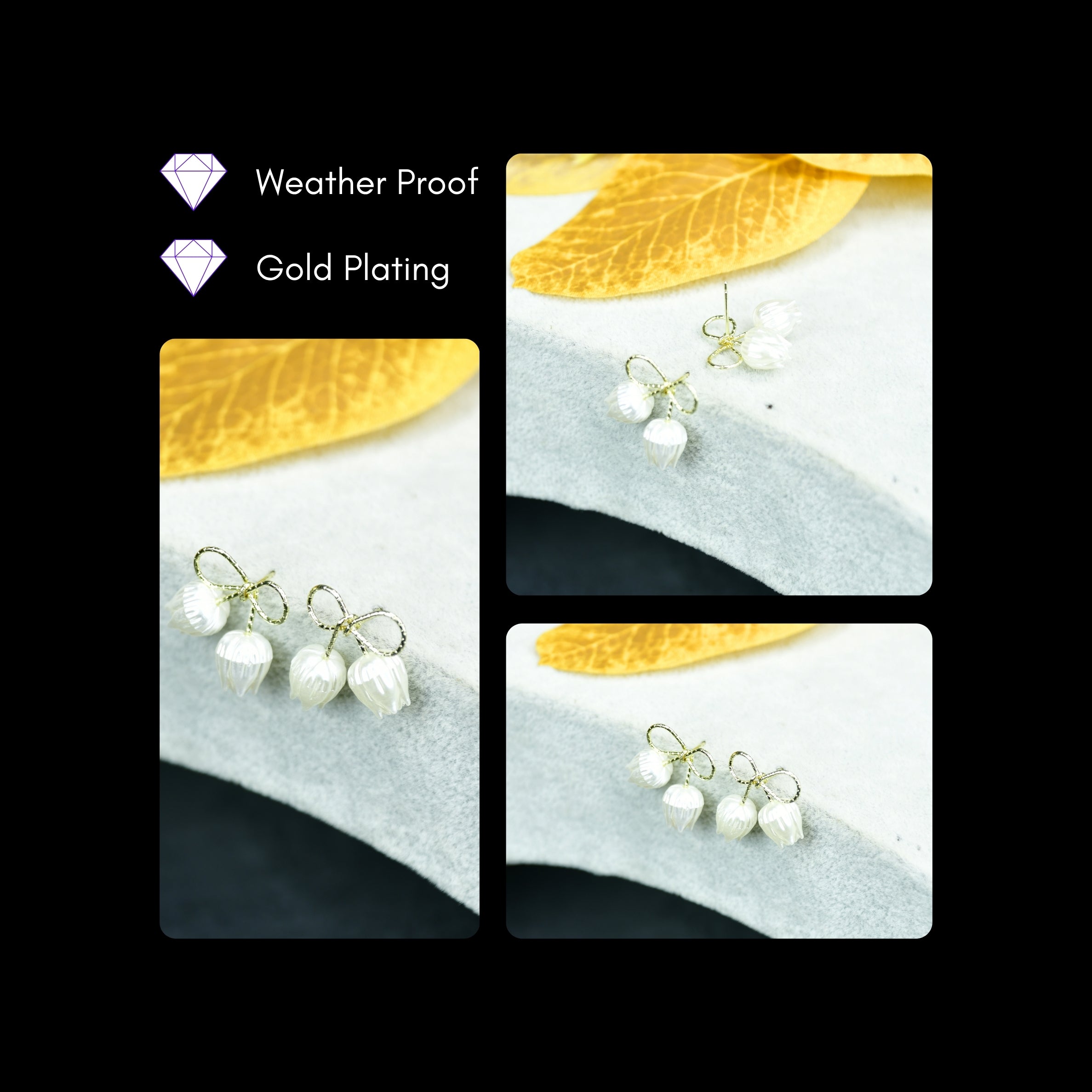 MAYII Ribbon Flower Gold Stainless Steel Earrings - One Size - Mayii - Mayii