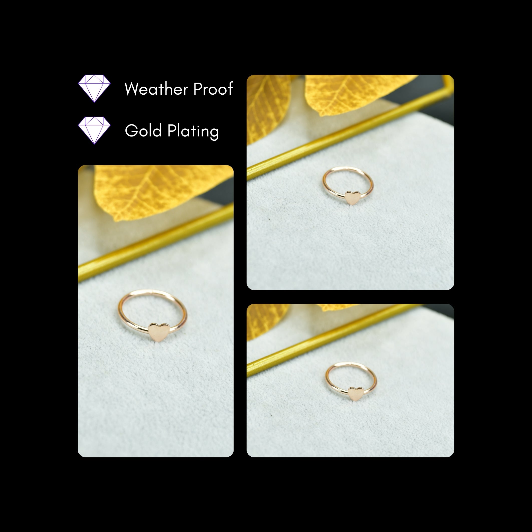 MAYII - Rose Gold Heart Ring Stainless Steel - One Size - Mayii - Mayii