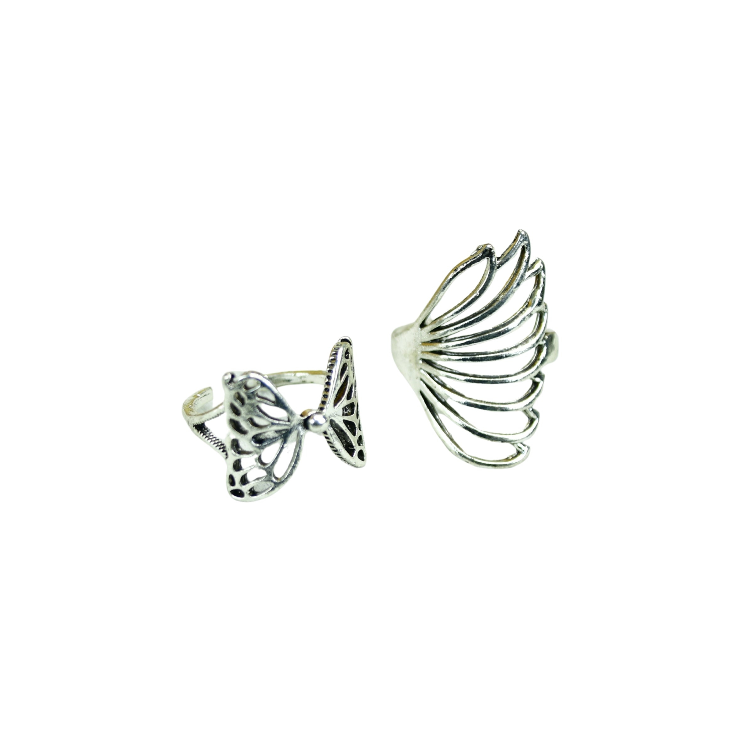 MAYII - Rose Silver Butterfly Ring Set Stainless Steel - One Size - Mayii - Mayii
