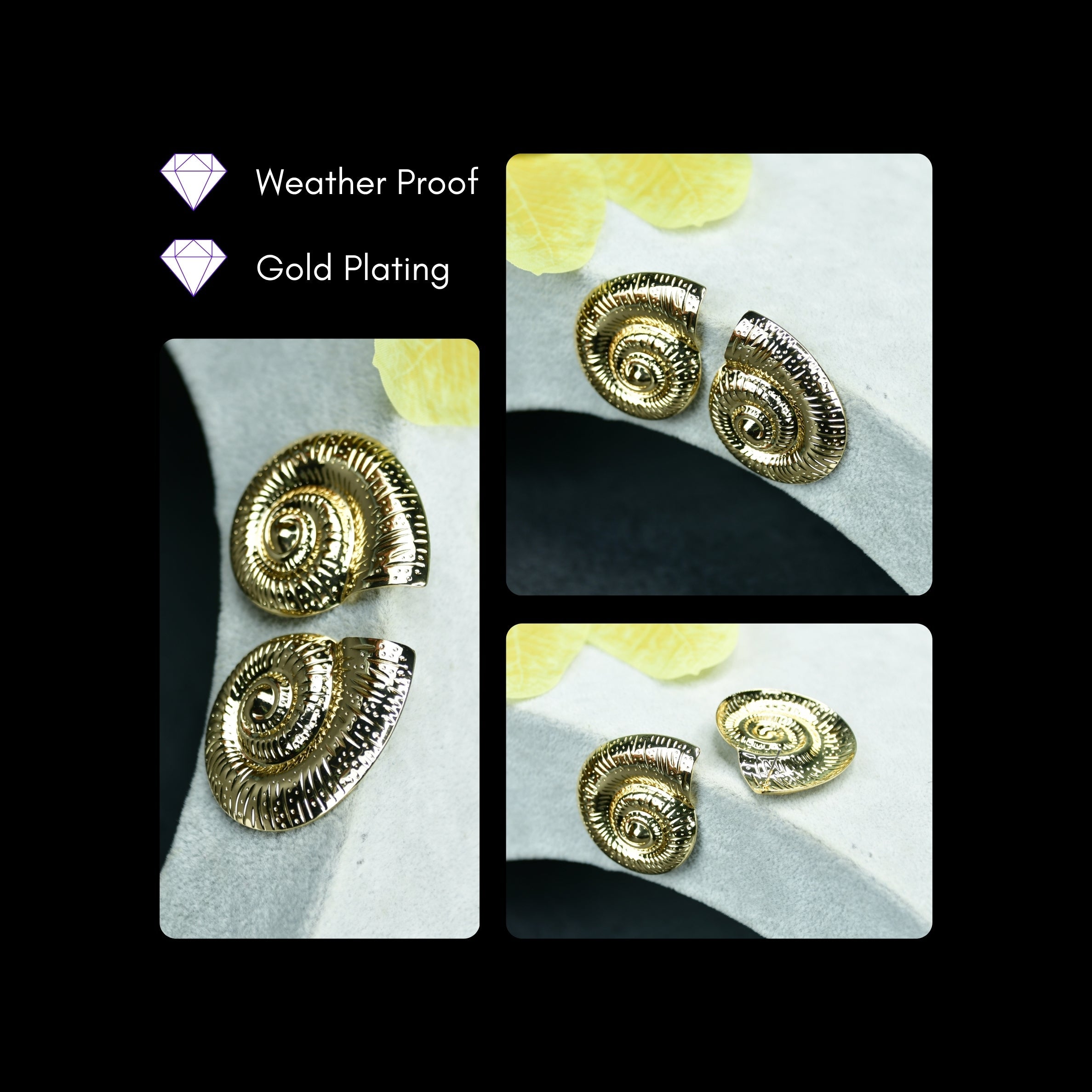 MAYII Shell Gold Stainless Steel Earrings - One Size - Mayii - Mayii