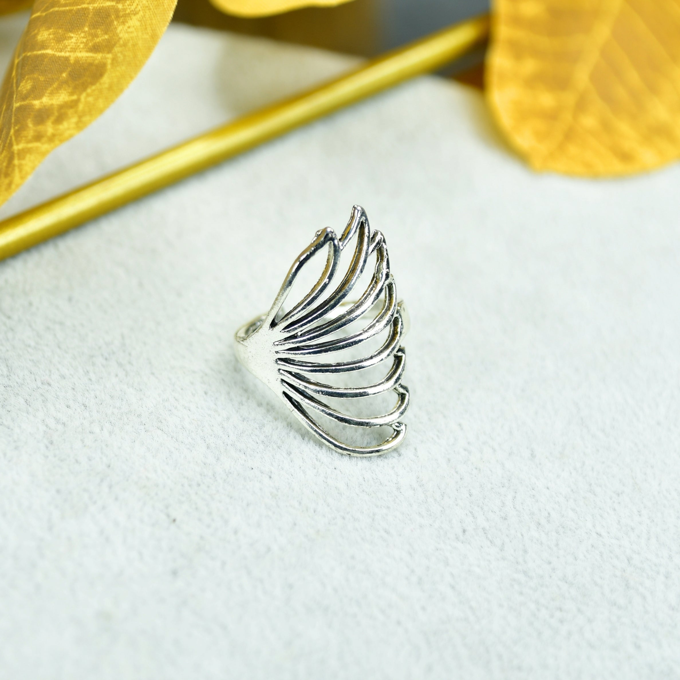 MAYII - Silver Butterfly Wing Ring Set Stainless Steel - One Size - Mayii - Mayii