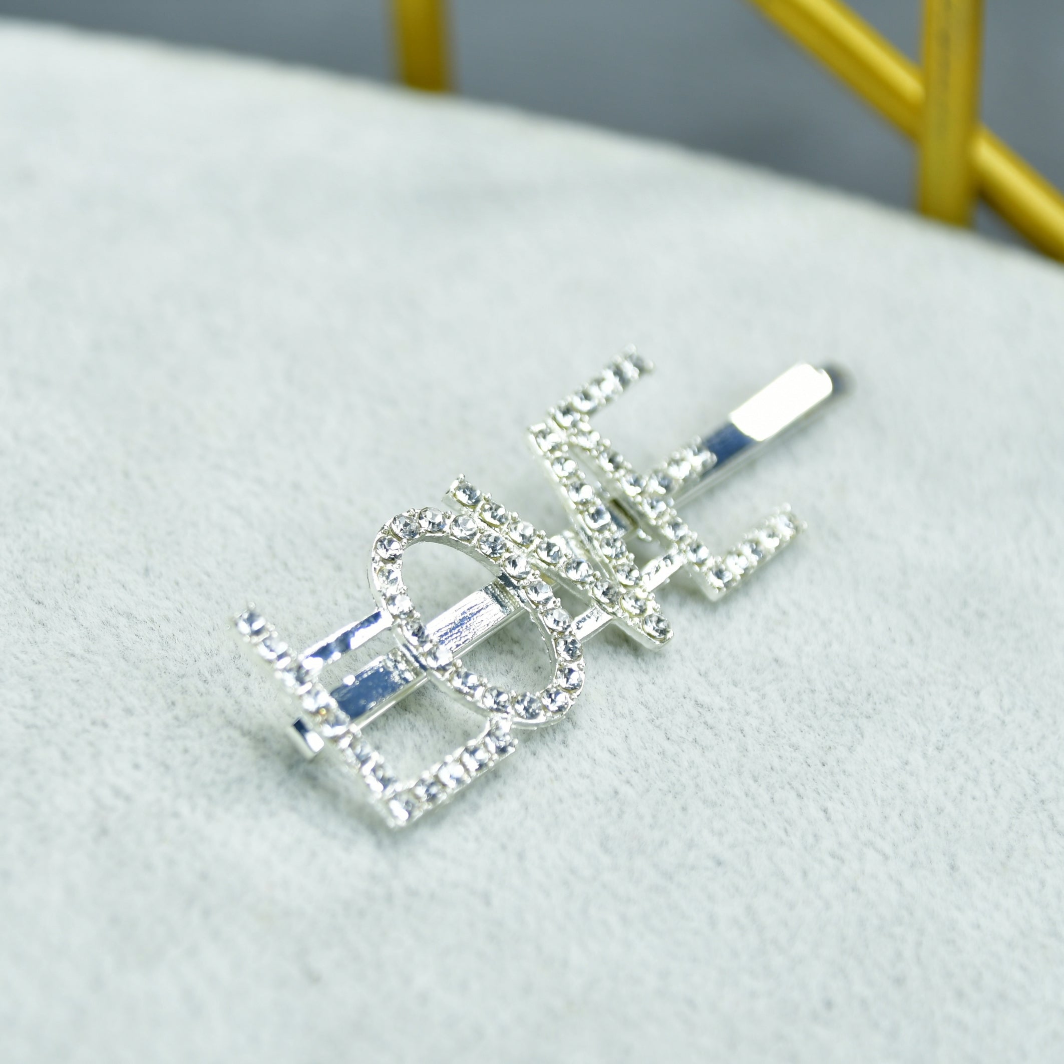 MAYII - Silver Crystal Love Hairpin Stainless Steel - One Size - Mayii - Mayii