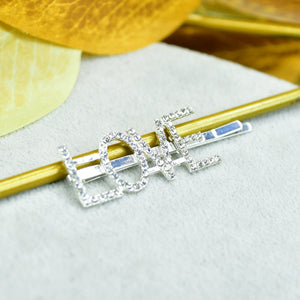 MAYII - Silver Crystal Love Hairpin Stainless Steel - One Size - Mayii - Mayii