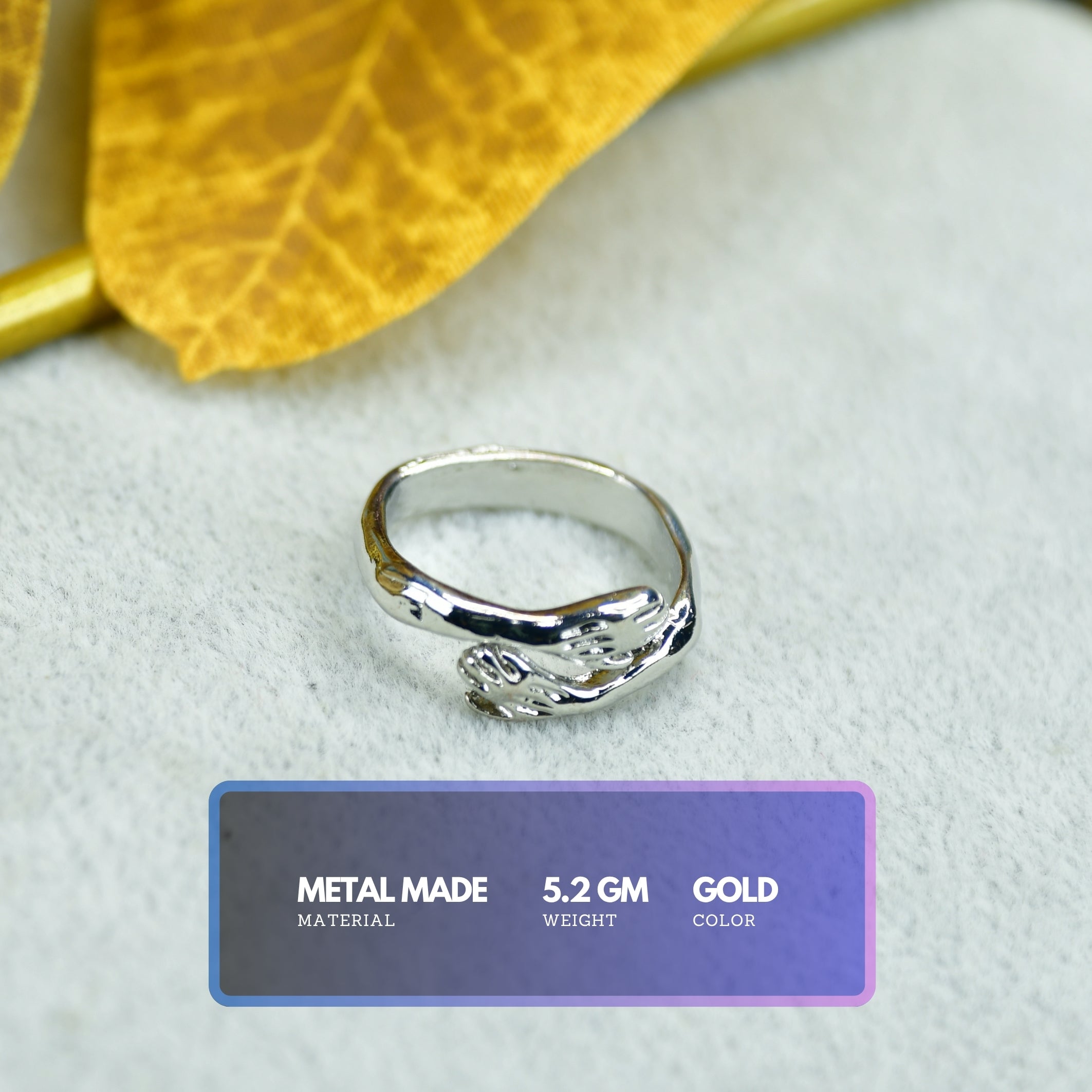 MAYII - Silver Hand in Hand Ring Stainless Steel - One Size - Mayii - Mayii