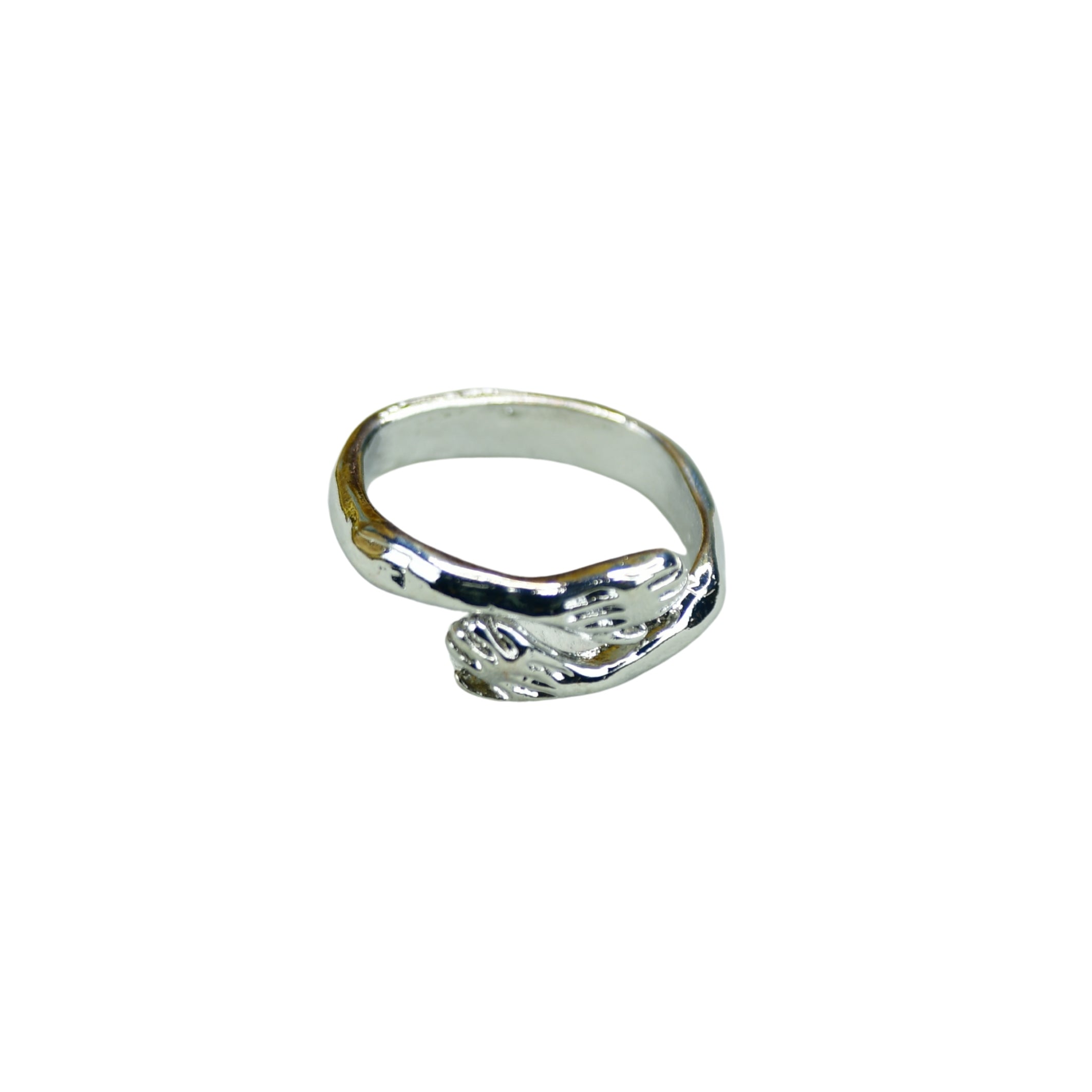 MAYII - Silver Hand in Hand Ring Stainless Steel - One Size - Mayii - Mayii