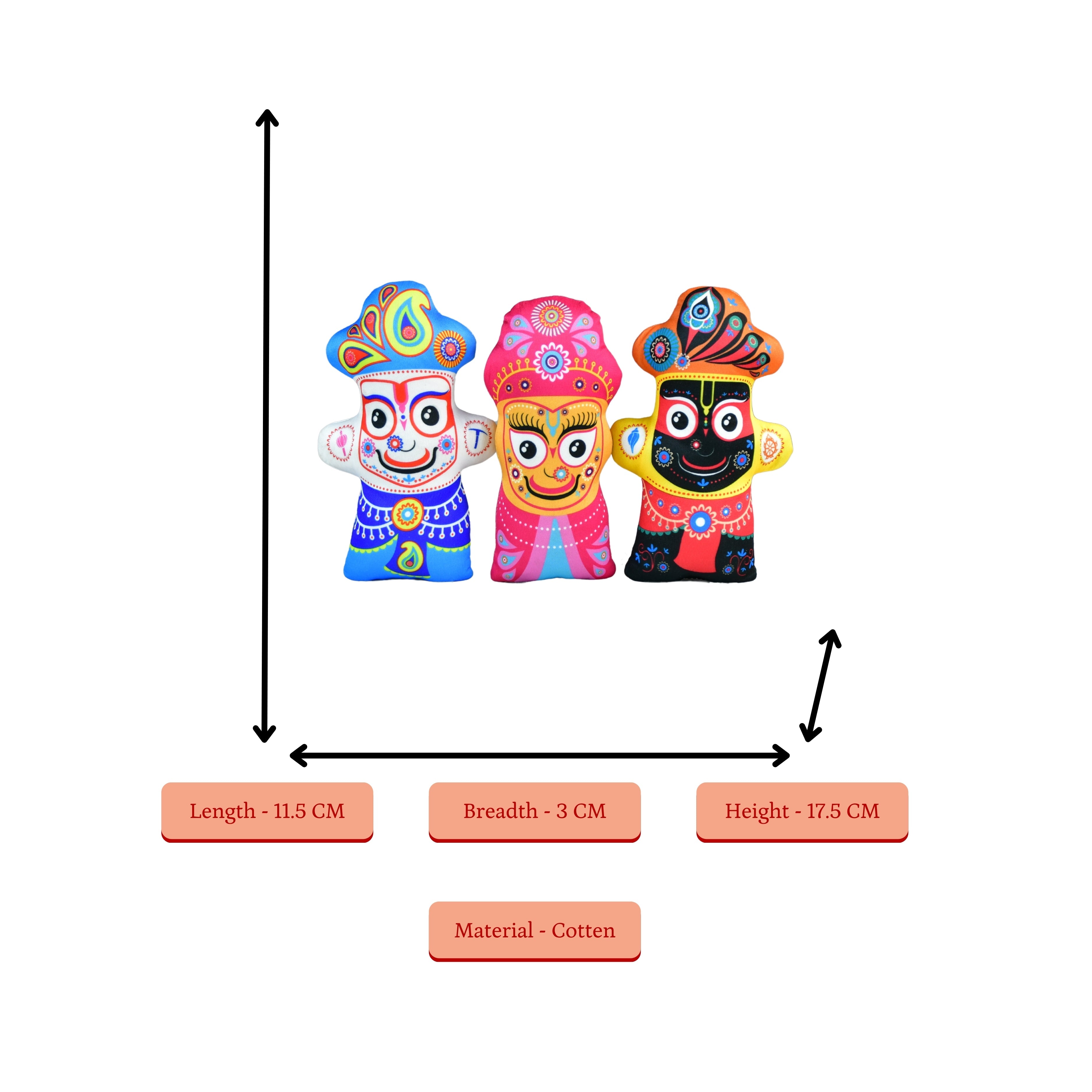 Mayii Stitched Cotton Jagannath Trio - MAYII - Mayii