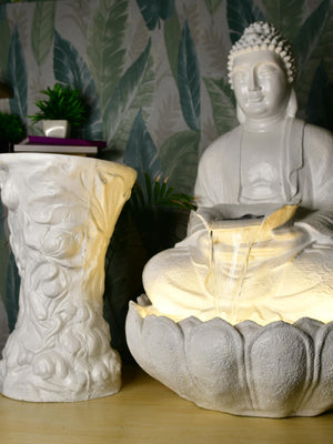 Mayii White Buddha Water Fountain – Elegant Buddha Sitting Waterfall for Tranquil Home Decor & Gifts - MAYII - Mayii