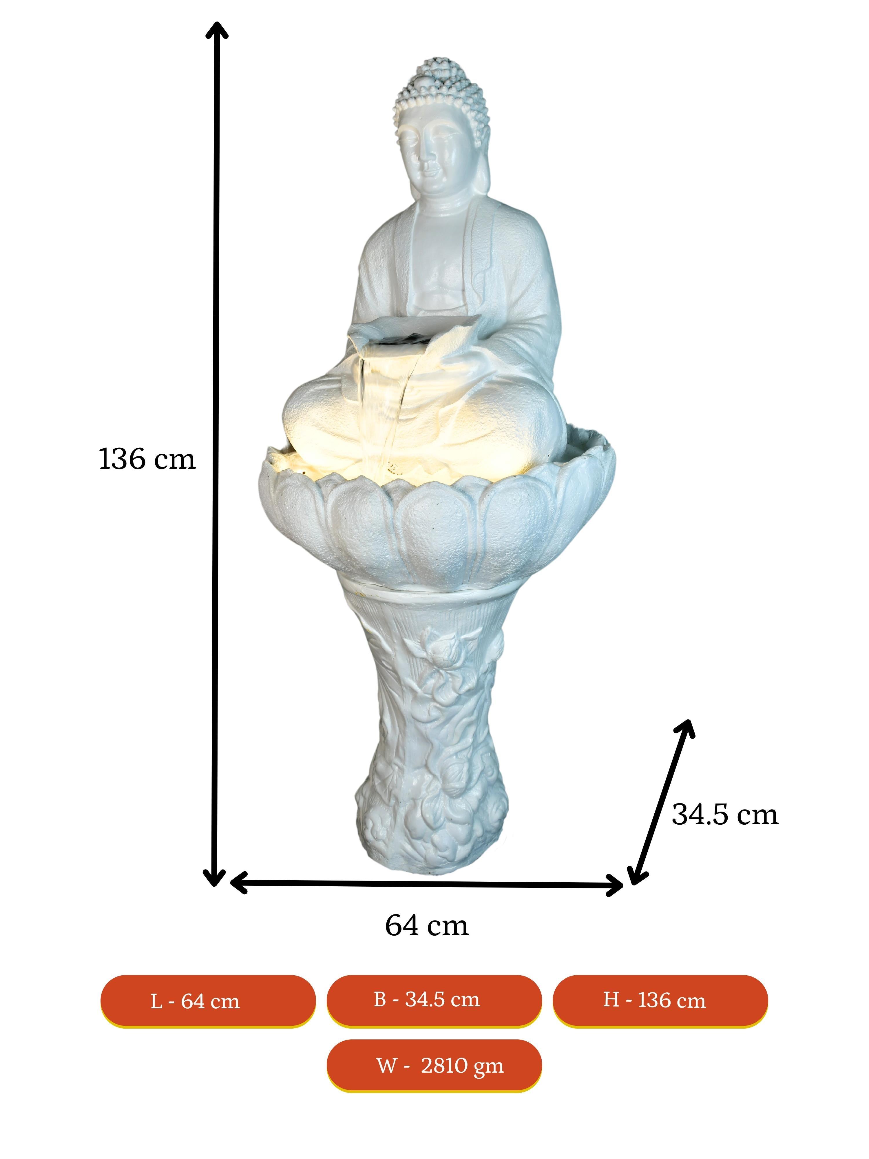 Mayii White Buddha Water Fountain – Elegant Buddha Sitting Waterfall for Tranquil Home Decor & Gifts - MAYII - Mayii