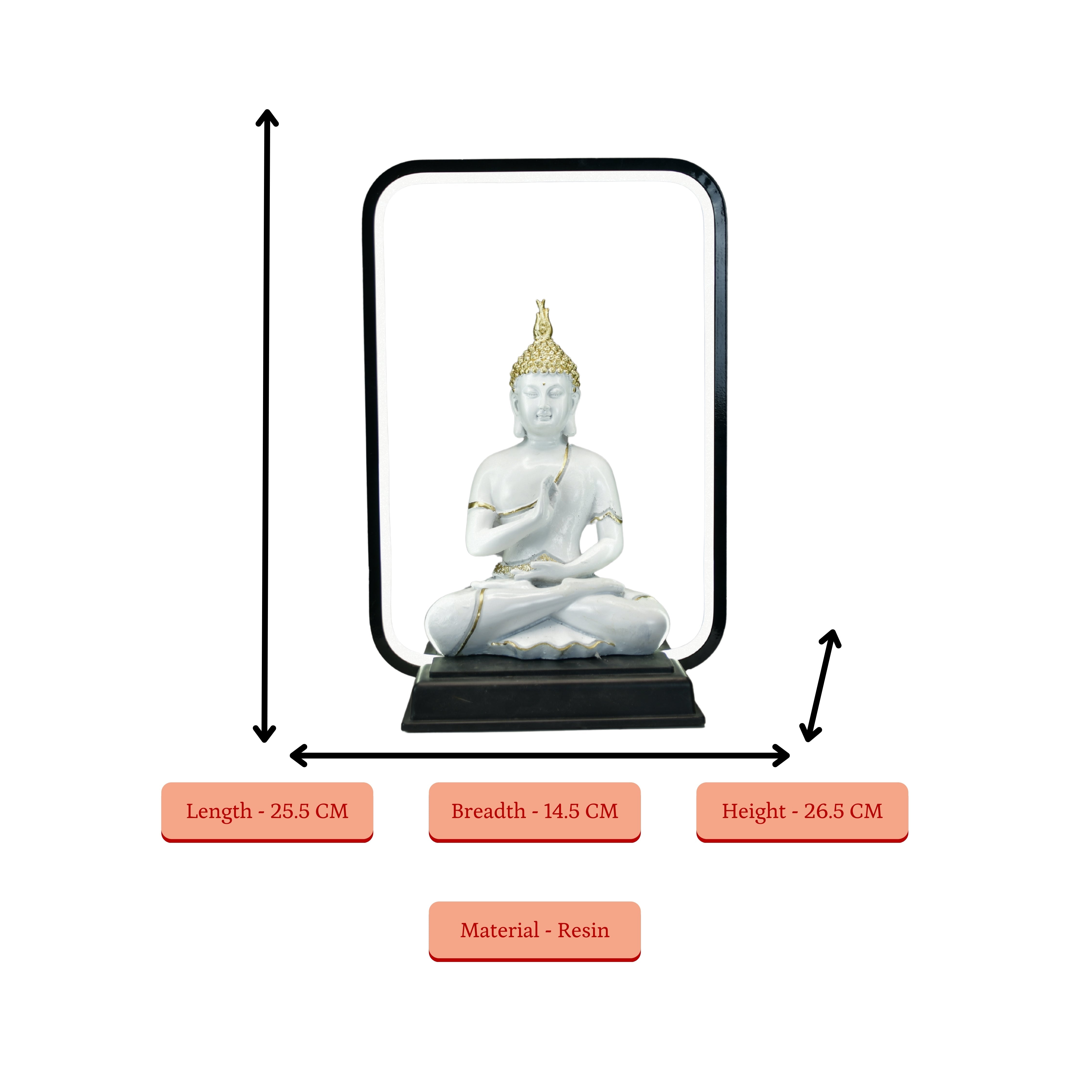 Mayii White & Gold Buddha LED Figurine - Mayii - Mayii