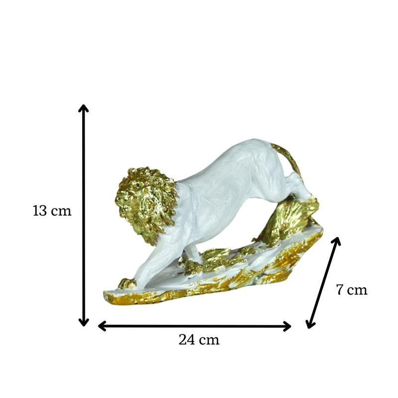 MAYII modern lion centerpiece for living room tabletop sculpture with gold and white finish