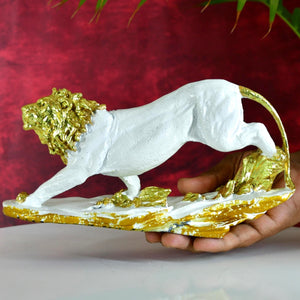 MAYII tabletop modern lion centerpiece for living room in white and gold decorative sculpture