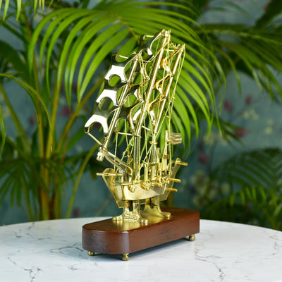 MAYII Nautical Brass Ship Sculpture Tabletop Decor