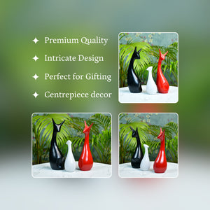 MAYII resin cat figurine set with black white and red cats, intricate design tabletop decor