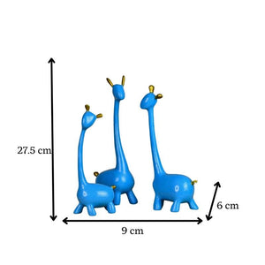 MAYII tabletop unique home decor giraffe set in blue with gold accents measuring 27.5 cm tall