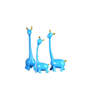 MAYII tabletop unique home decor giraffe set in blue with gold accents for modern interiors